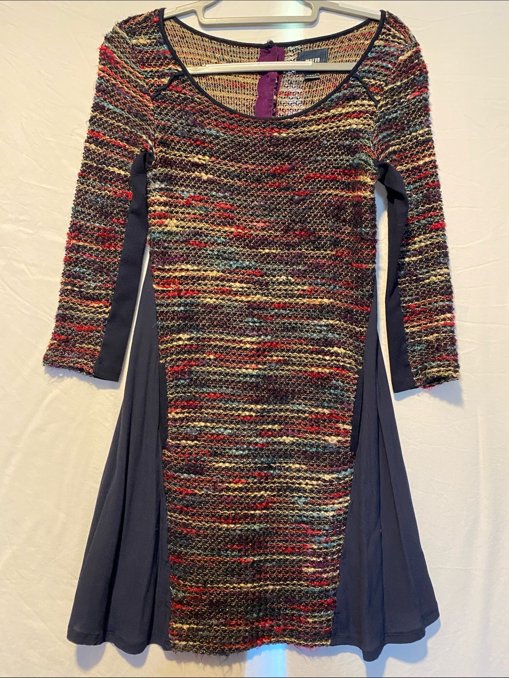 Anthropologie Multicolor Knit Dress with Navy Side Panels